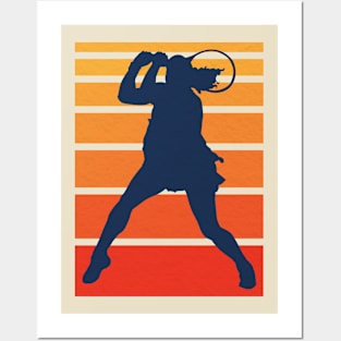 Vintage Women Tennis Silhouette Posters and Art